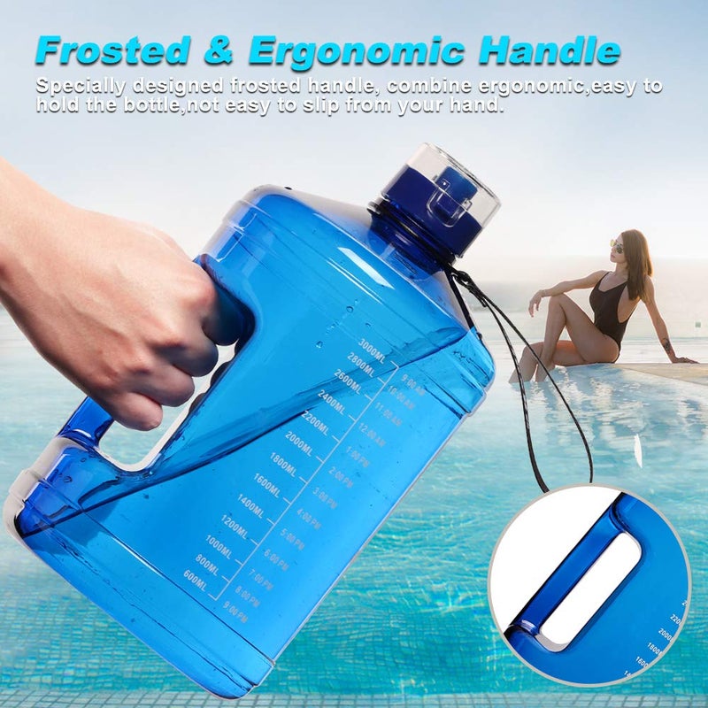 SLUXKE 1 Gallon Water Bottle Portable Water Jug Fitness Sports Daily Water Bottle with Motivational Time Marker,Leak-Proof, Wide Mouth, BPA Free Water Bottles for Sports Gym Fitness Work - Image 5